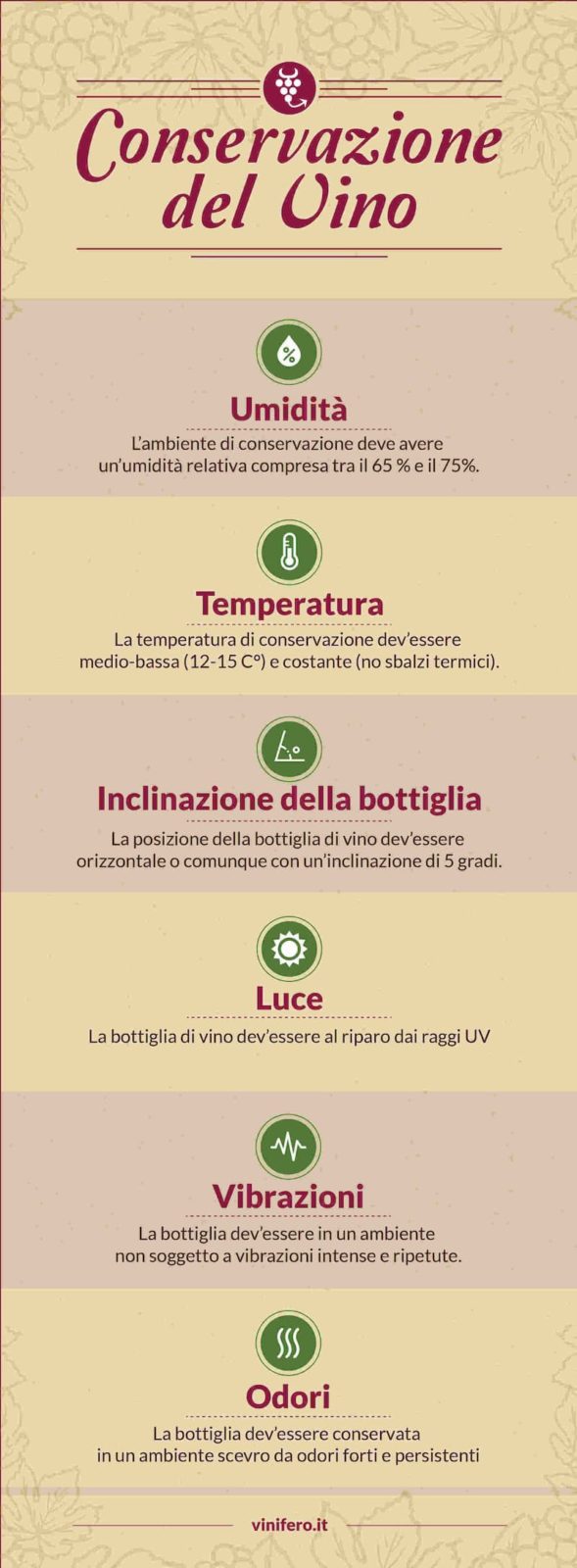 Infografica sulle regole per la conservazione del vino