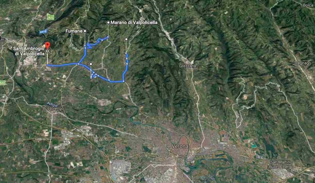 Mappa della zona di produzione del Valpolicella Classico