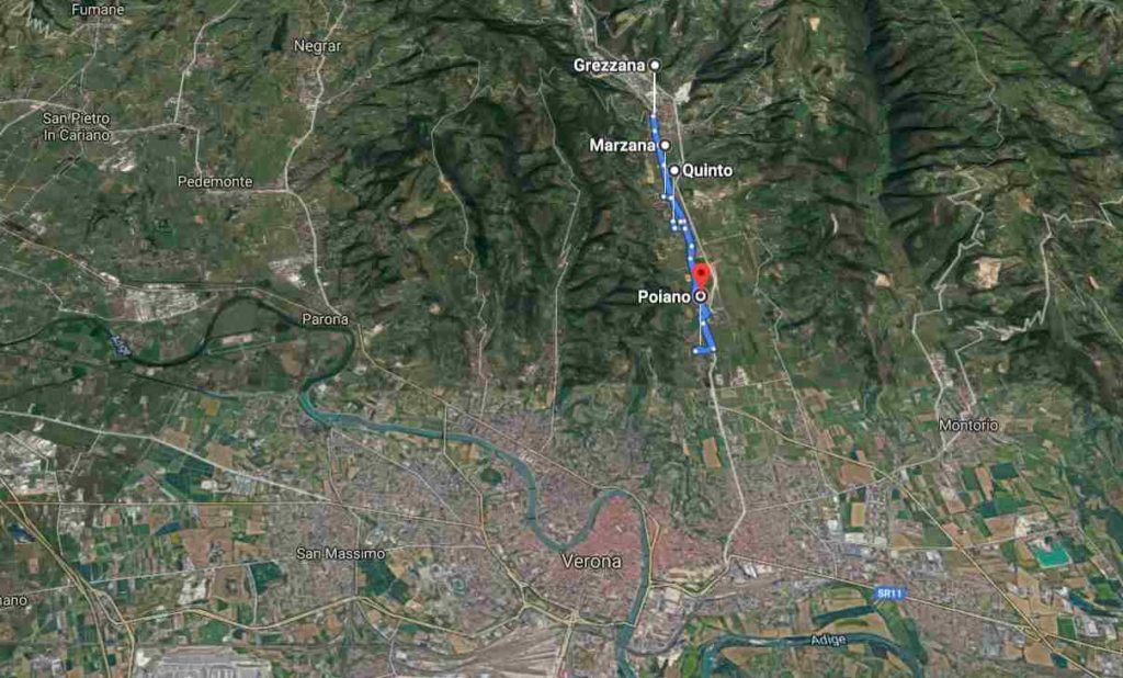 Mappa della zona di produzione del Valpolicella Valpantena